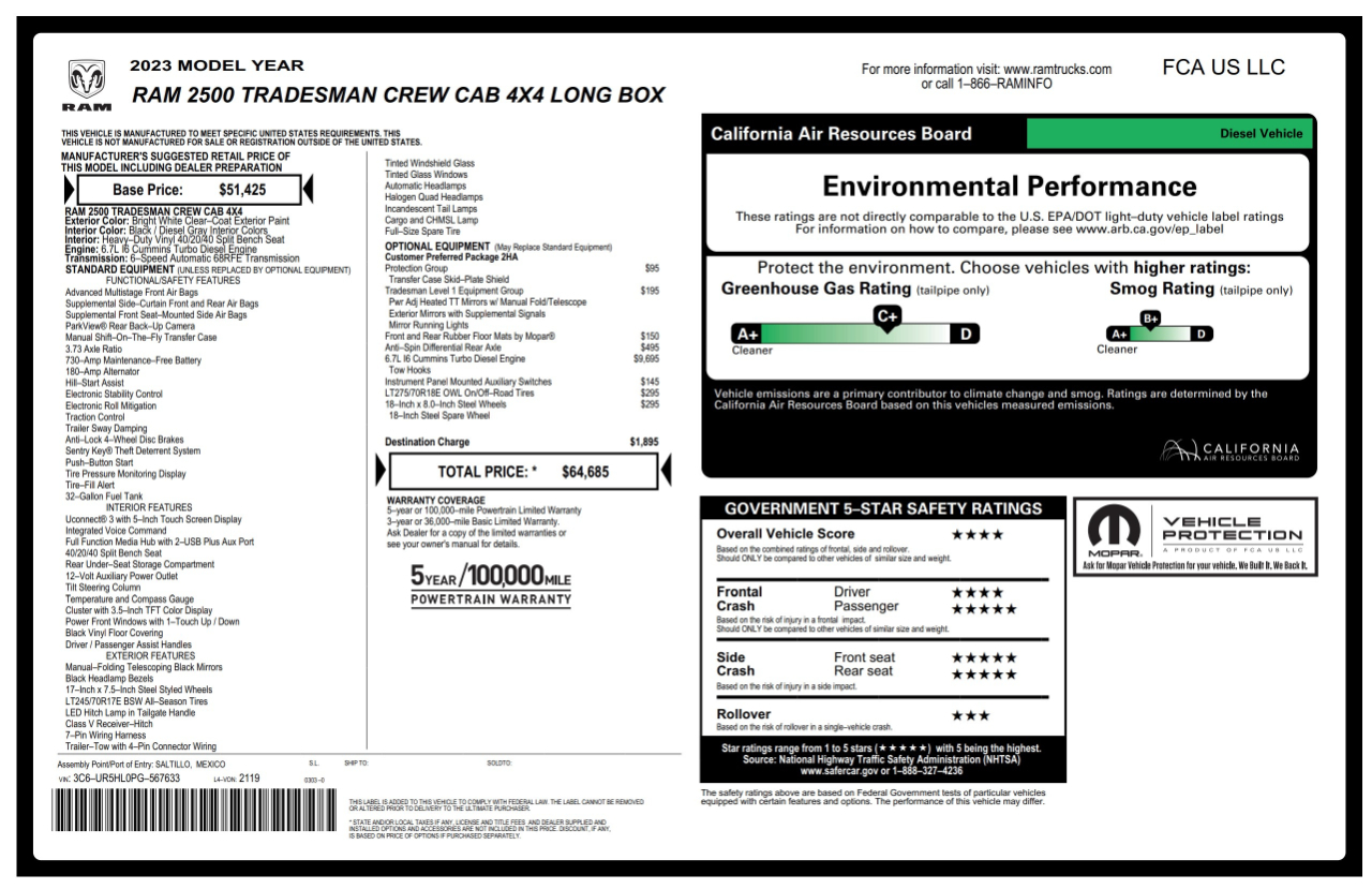 ram ram 2500 pickup 2023 3C6UR5HL0PG567633 image ram ram 2500 pickup 2023 3C6UR5HL0PG567633 image